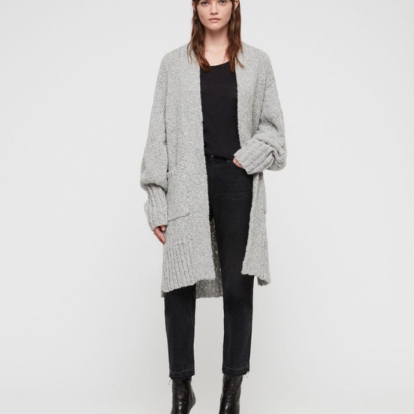 ALL SAINTS Alicia Oversized Long Cardigan in Grey - Size Small - NEW - Picture 3 of 8